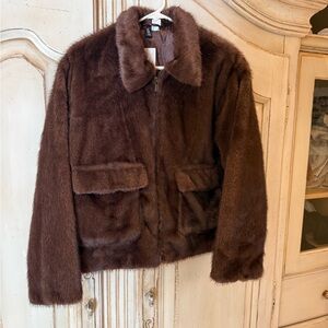 H&M Chocolate Faux Fur Jacket